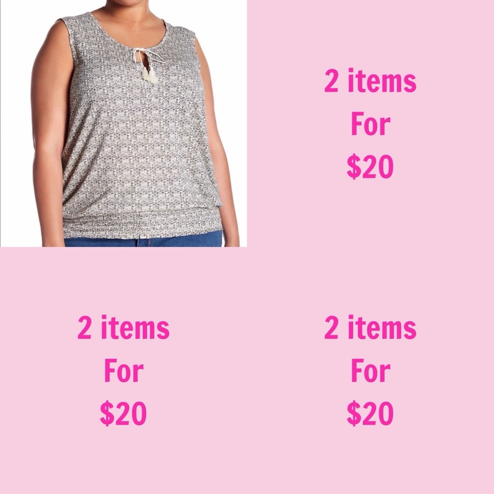 3/$30 Susina Womens Novelty Knit Mosaic Print Pullover Tank Top Size 0X